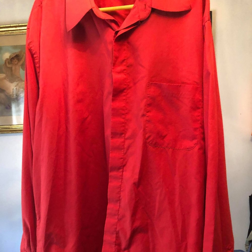 Diamante Mens Red Size XL Button Up  Long Sleeve